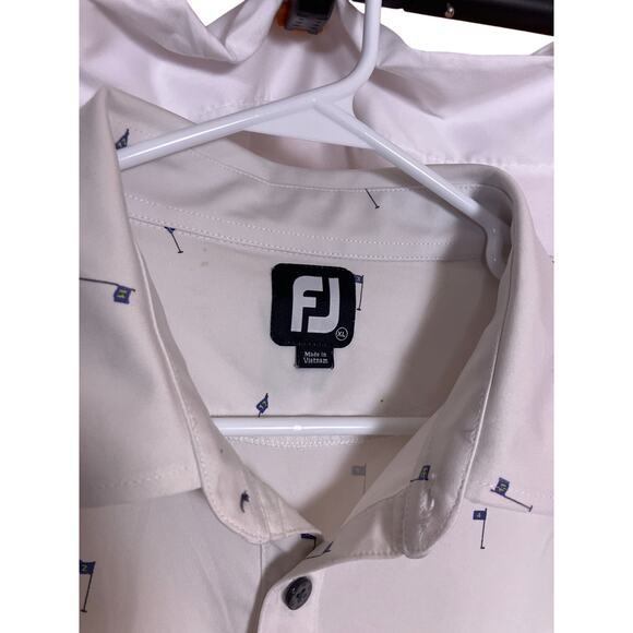 FootJoy Golf Polo Men’s XL Blue Flag Pattern Embroidered Patch Performance Shirt - Picture 2 of 6
